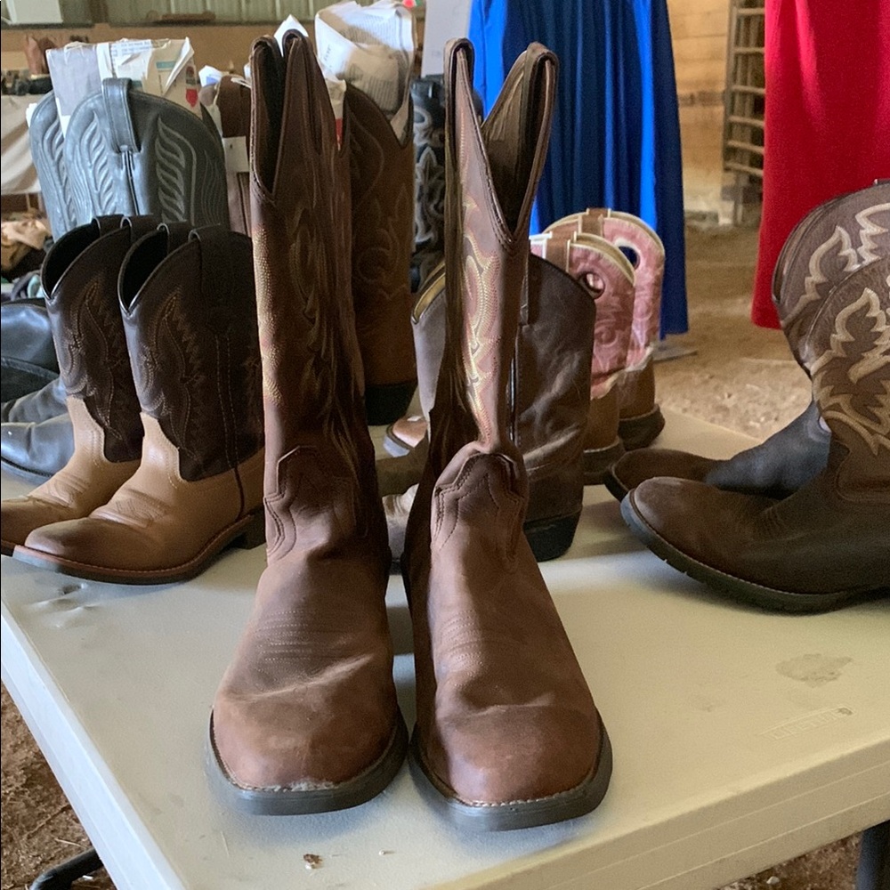 Justin Brown Leather Cowboy Boots